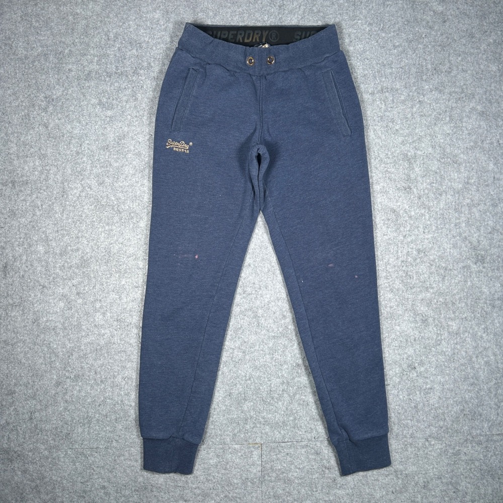Superdry Sweatpants Mens Small Blue Orange Label Joggers Fleece Cuffed Lounge